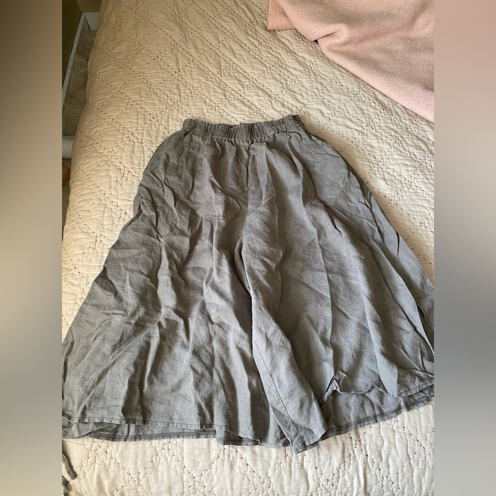 Linen High Rise Culotte Pants